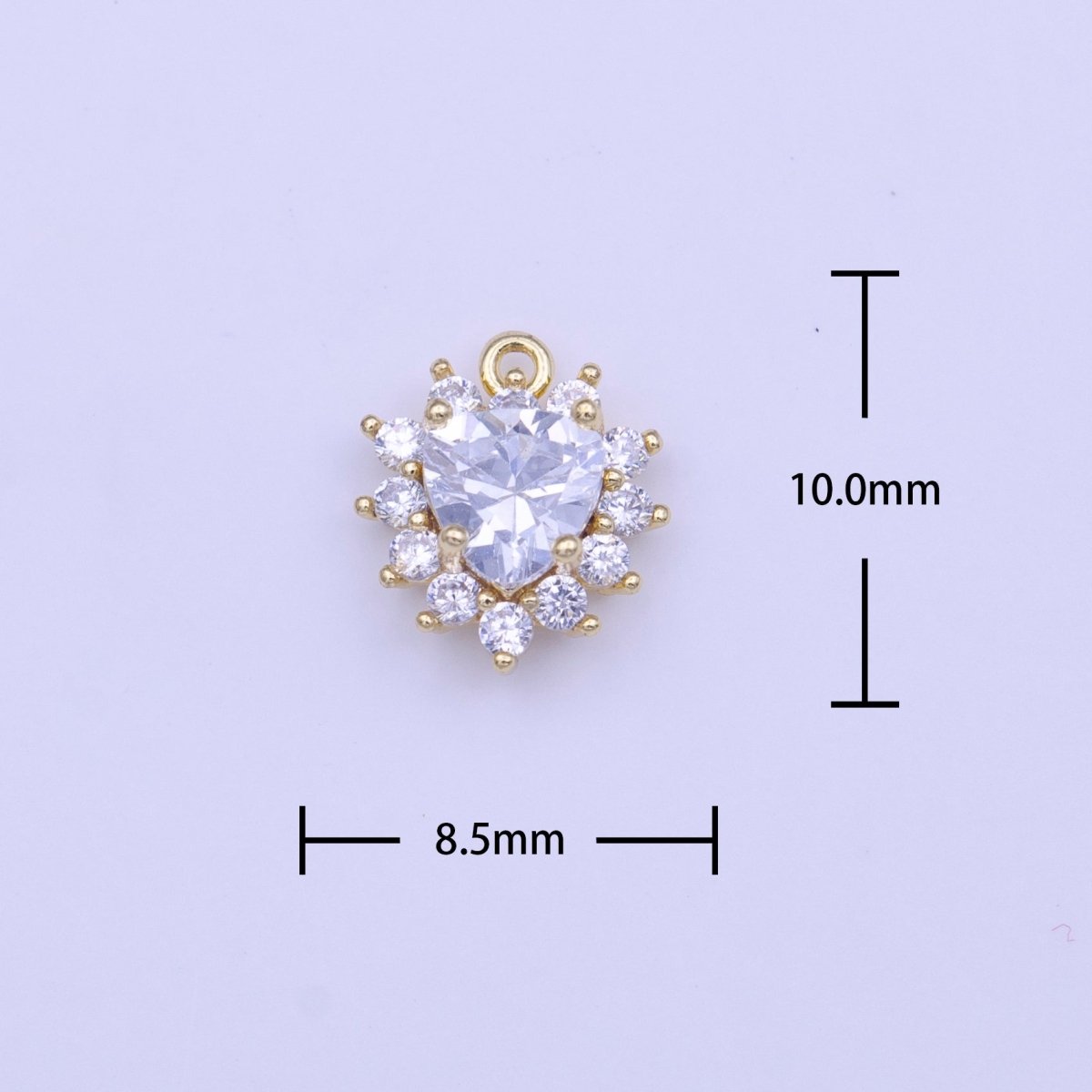 14K Gold Filled 10mm Clear CZ Heart Charm | C501
