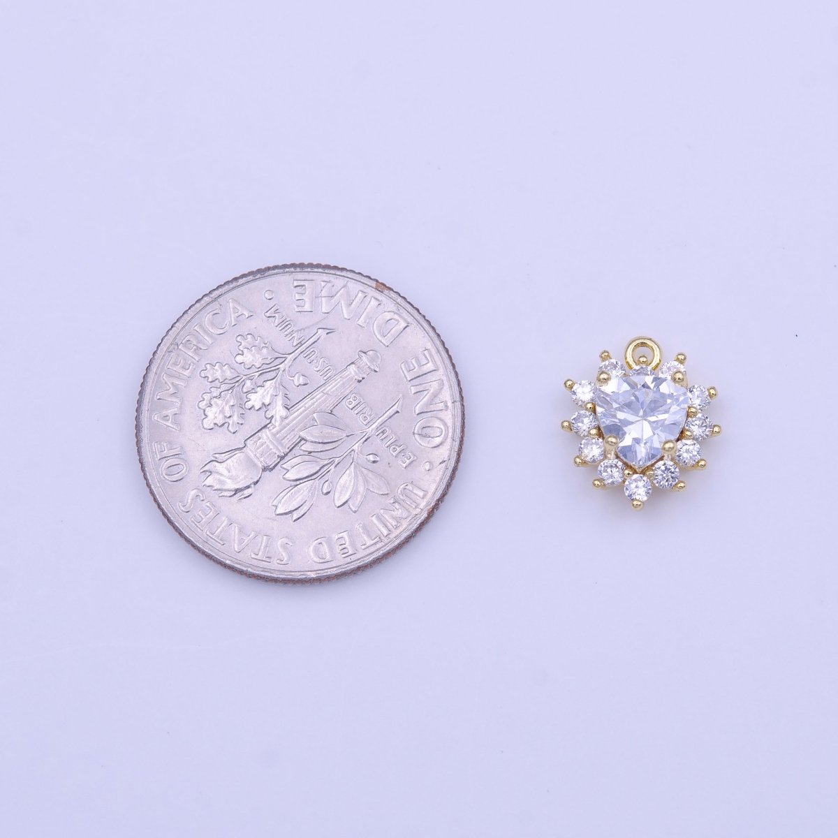 14K Gold Filled 10mm Clear CZ Heart Charm | C501