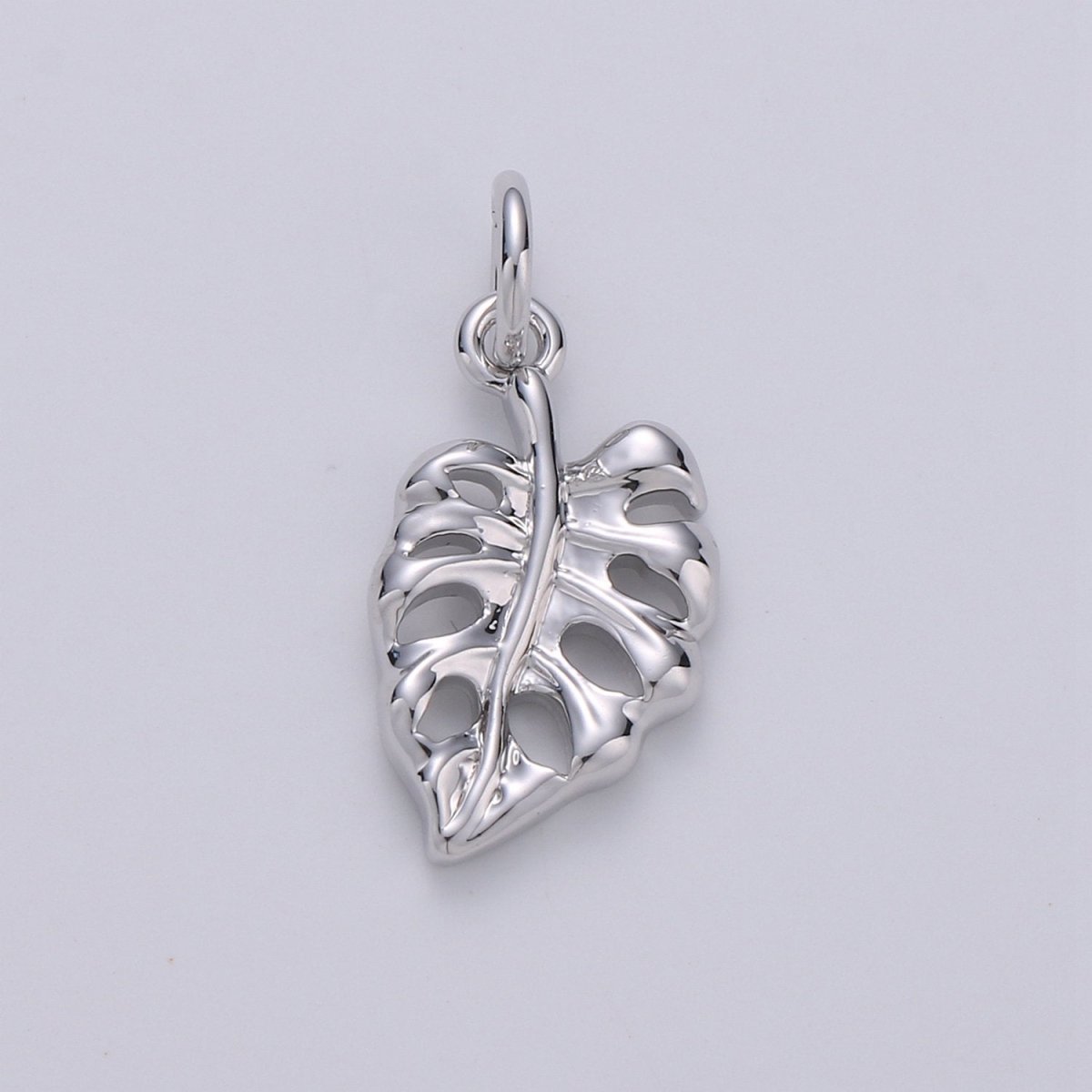 Mini Leaf Charm Small Dainty Monstera Charm 14K gold filled Lead Free, Nickel free for Bracelet necklace earrings Component Silver Leaf, D-465