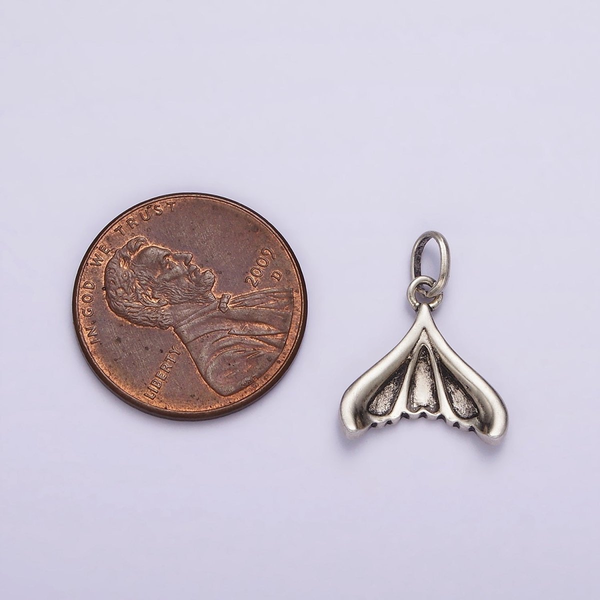 Mini Mermaid Tail Charm Coin Whale Pendant in 925 Sterling Silver Pendant SL-316