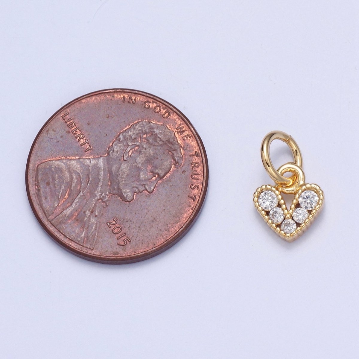 Mini Micro Pave Cubic Zirconia Heart Charm Love Valentine Supply For Jewelry Making | X-808