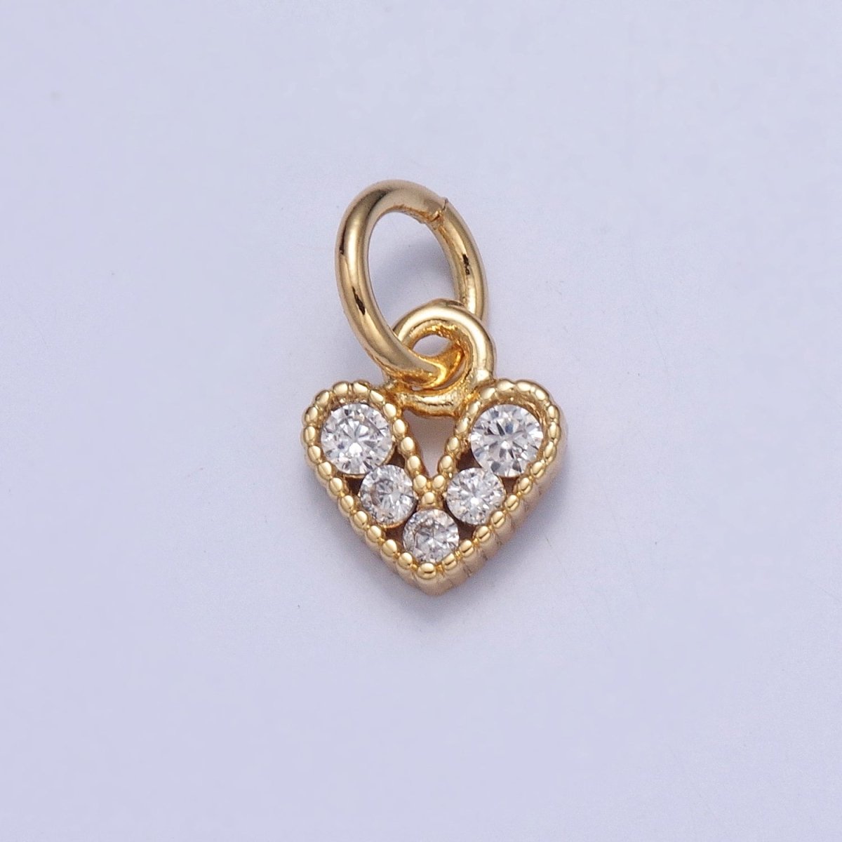 Mini Micro Pave Cubic Zirconia Heart Charm Love Valentine Supply For Jewelry Making | X-808