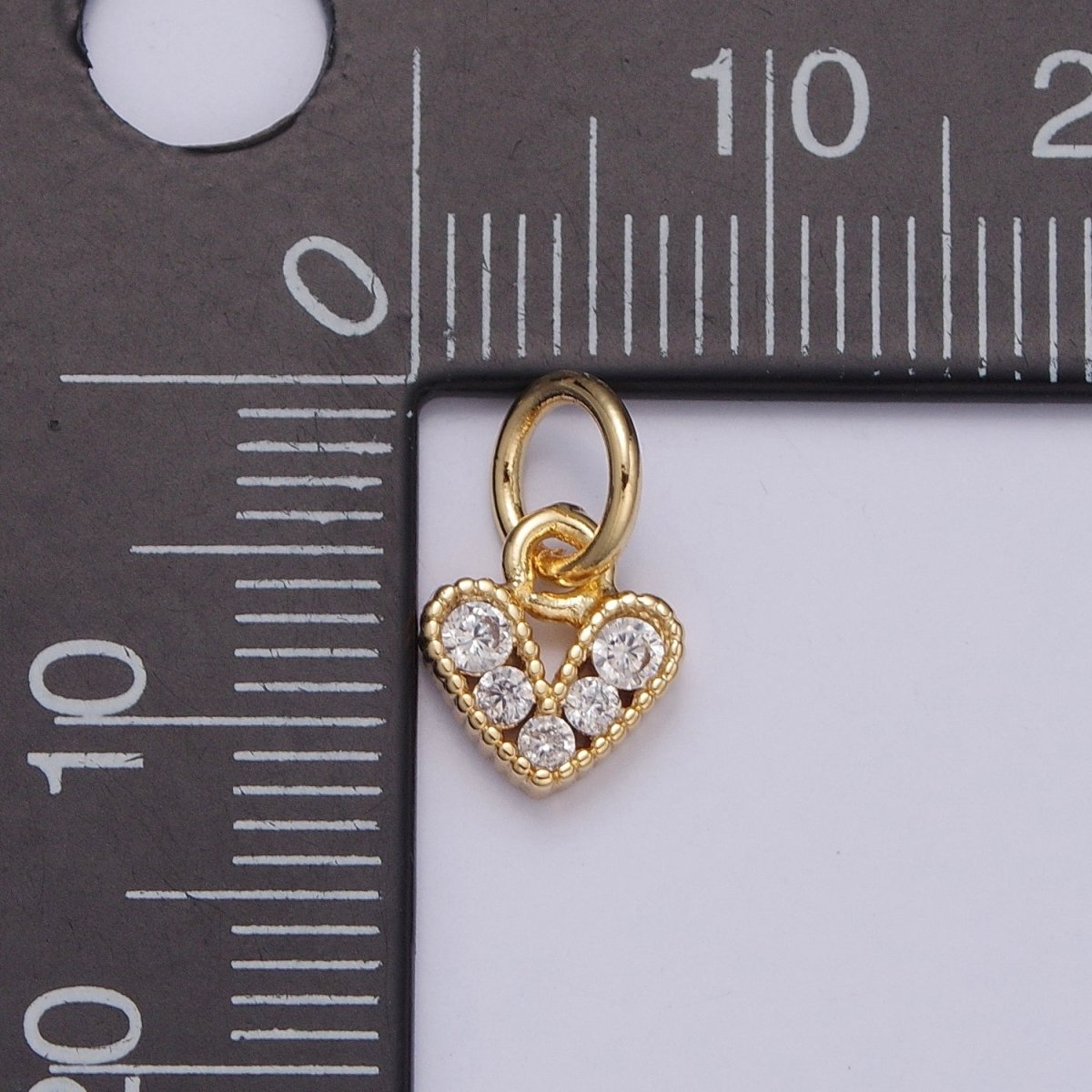 Mini Micro Pave Cubic Zirconia Heart Charm Love Valentine Supply For Jewelry Making | X-808
