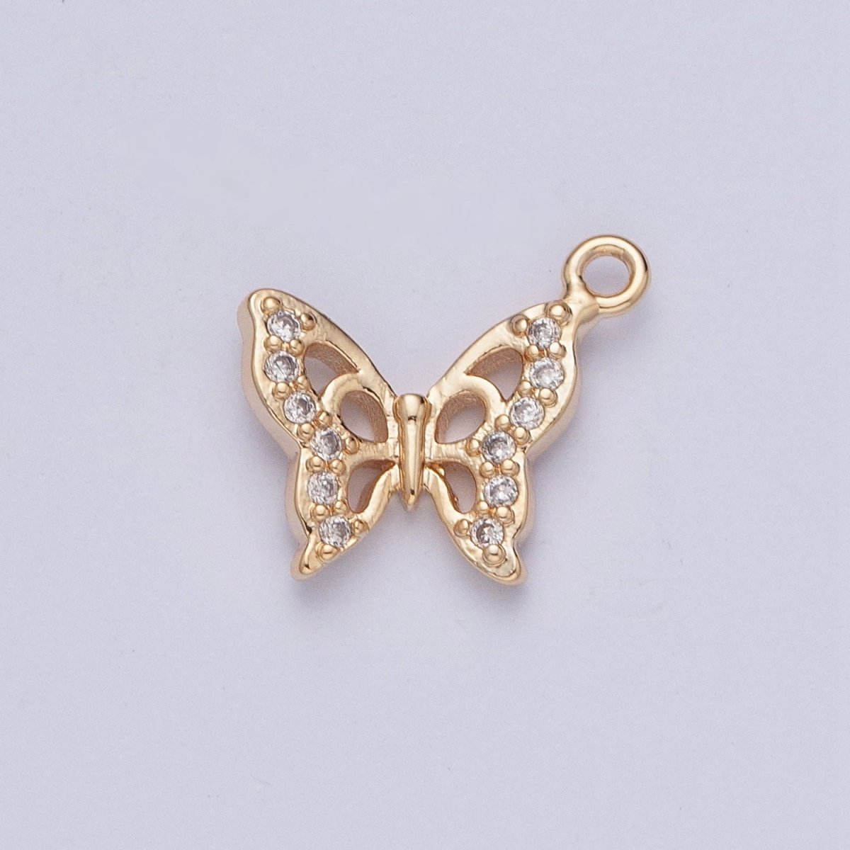 OS Mini Micro Paved Cubic Zirconia Gold Butterfly Mariposa Charm For Garden Jewelry Making | X-201