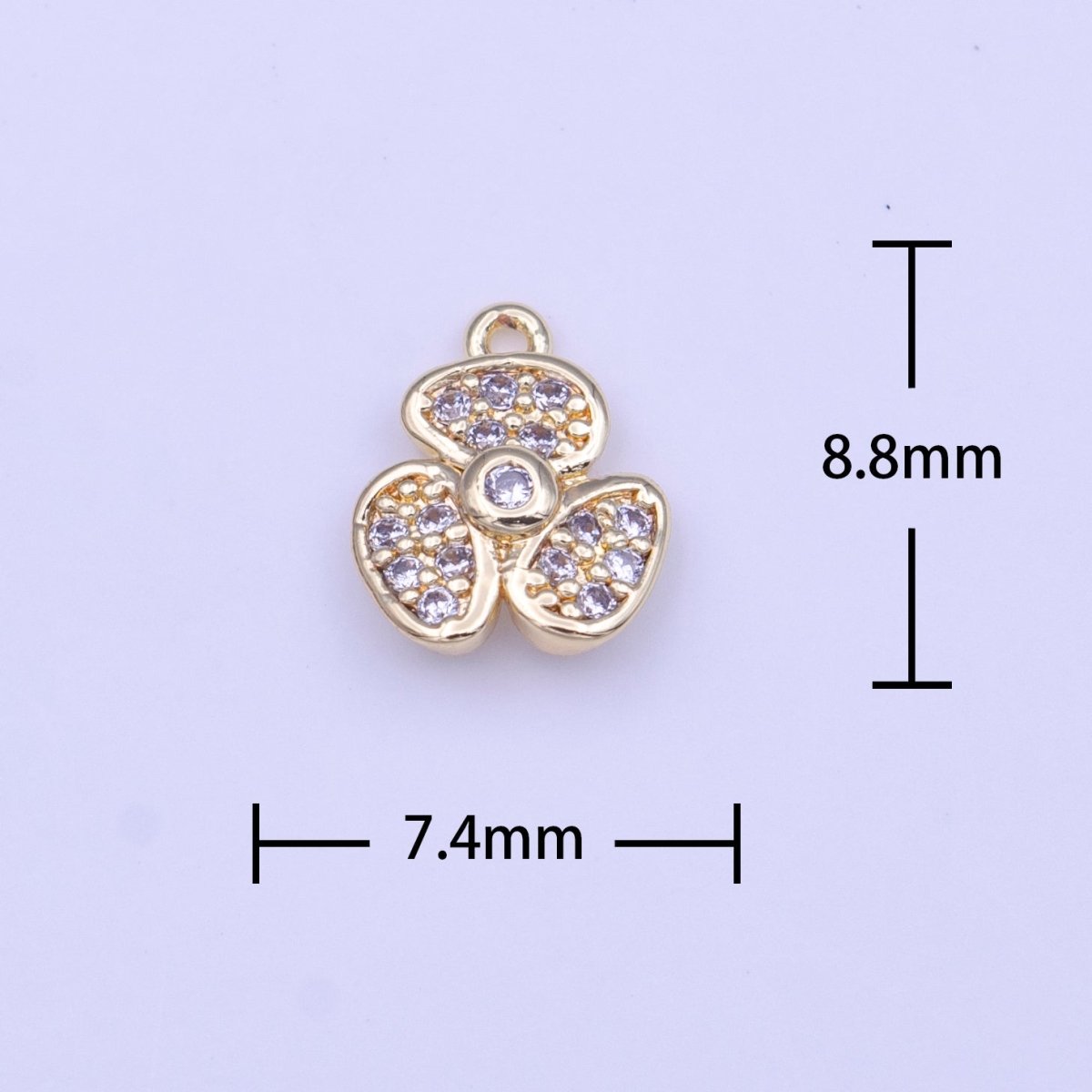 Mini Micro Paved CZ Beans Flower Nature Gold Charm | C-504