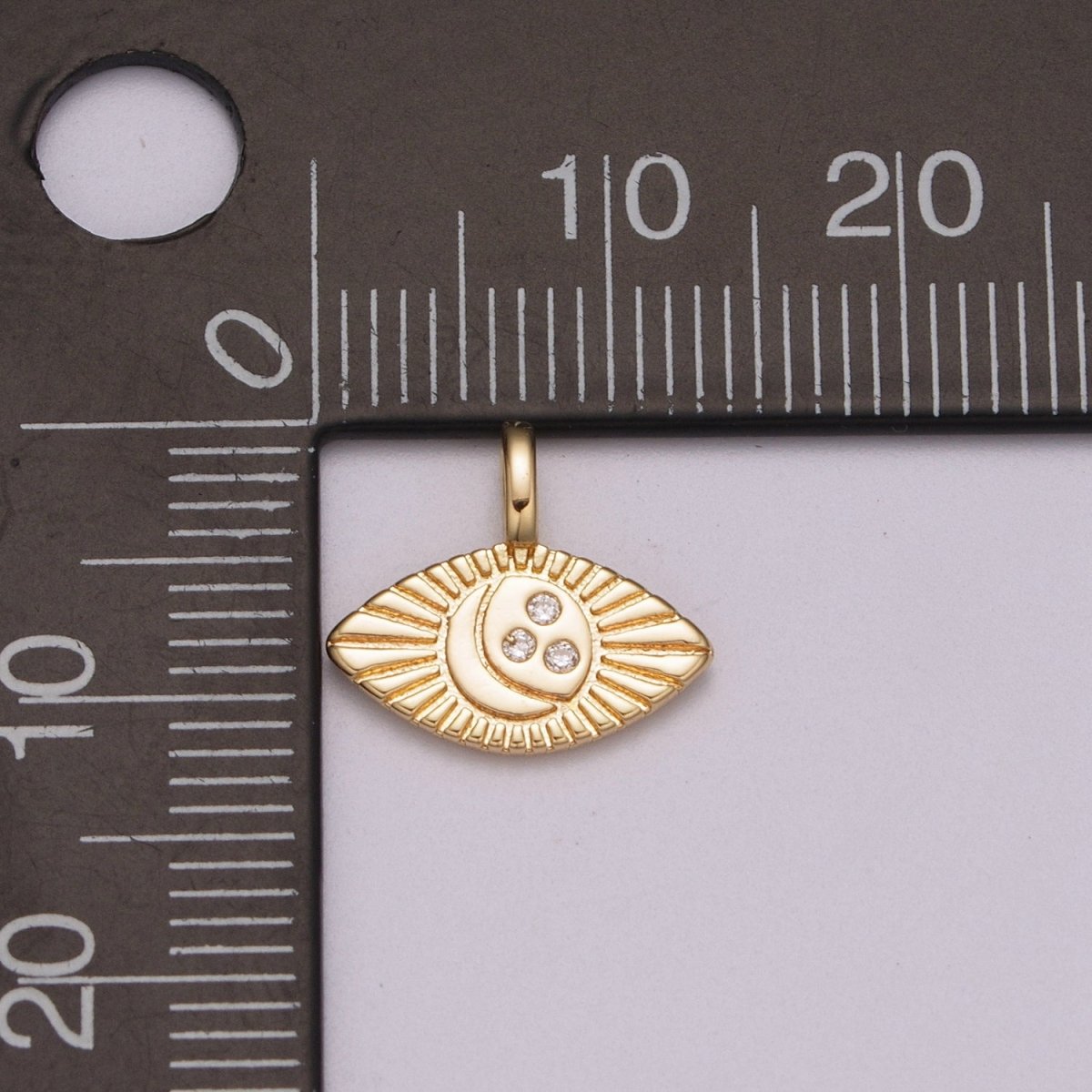 Mini Moon Charm Goddess Pendant Eye Shaped Celestial Jewelry in 18k Gold Filled Charm M-786