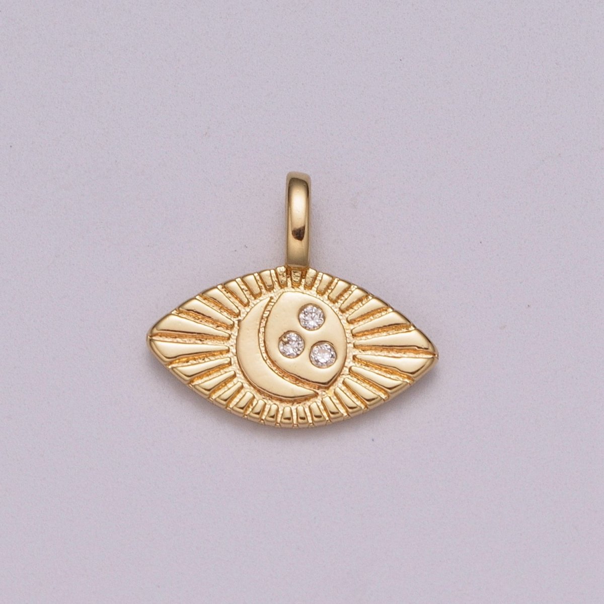Mini Moon Charm Goddess Pendant Eye Shaped Celestial Jewelry in 18k Gold Filled Charm M-786