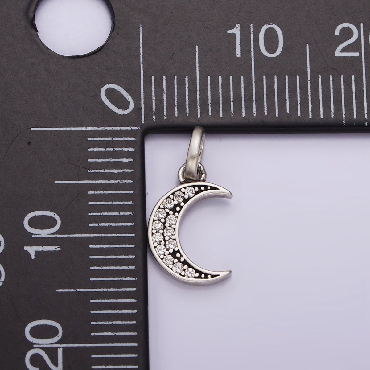 Mini Moon Charm Small CZ Crescent Moon Celestial Pendant Sterling Silver S925 | SL-314