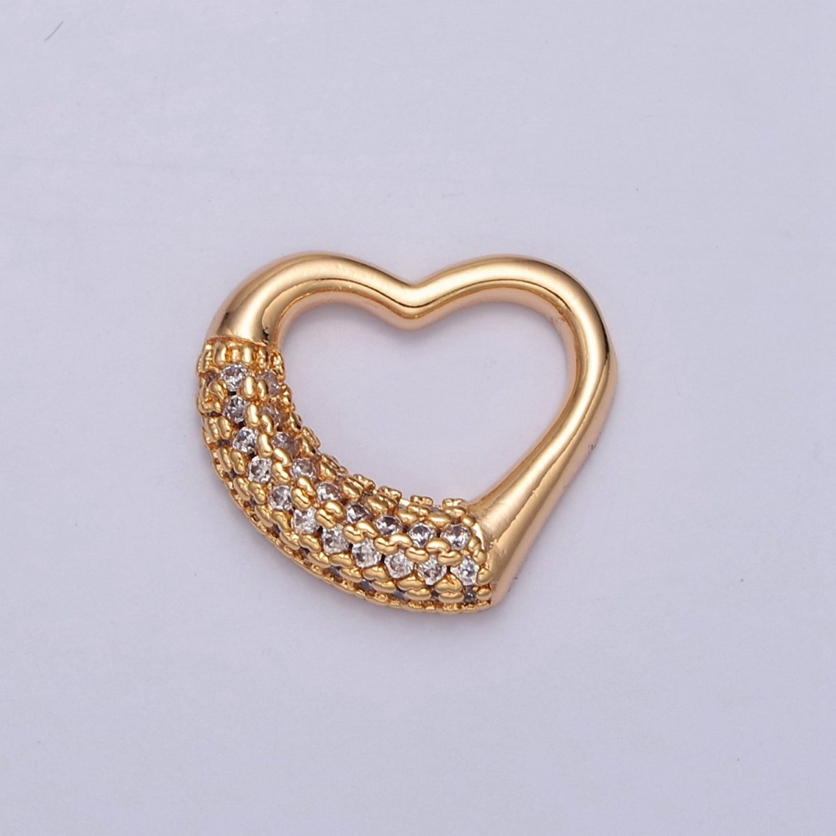 Mini Open Heart Gold Micro Paved CZ Charm E-772