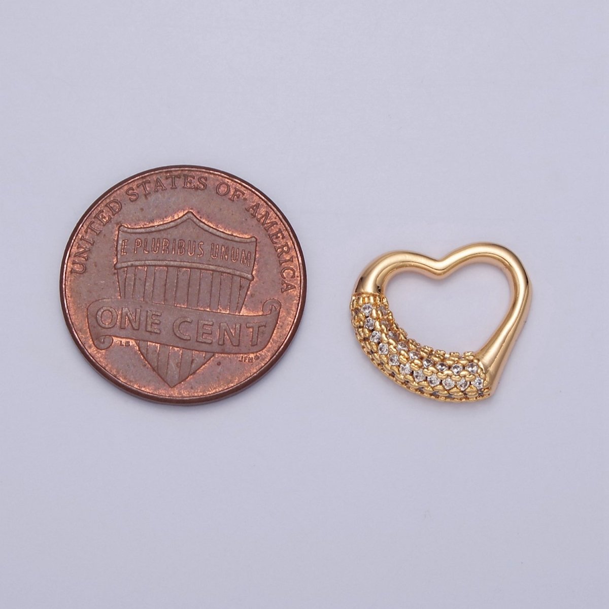 Mini Open Heart Gold Micro Paved CZ Charm E-772