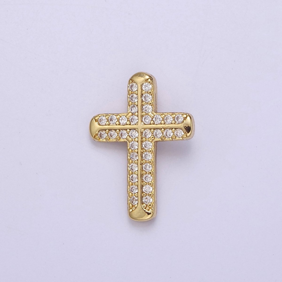 Mini Pave Gold Cross Charm J-372