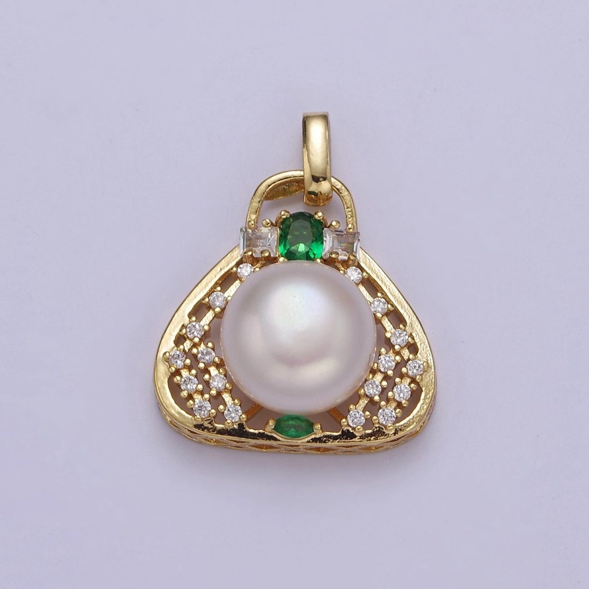 Mini Pearl Charm in a Purse Bag Charm for Bracelet Necklace Component J-465