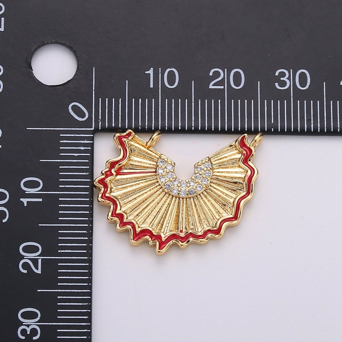 Mini Red Fan Charm for Bracelet Necklace Link Connector F-469