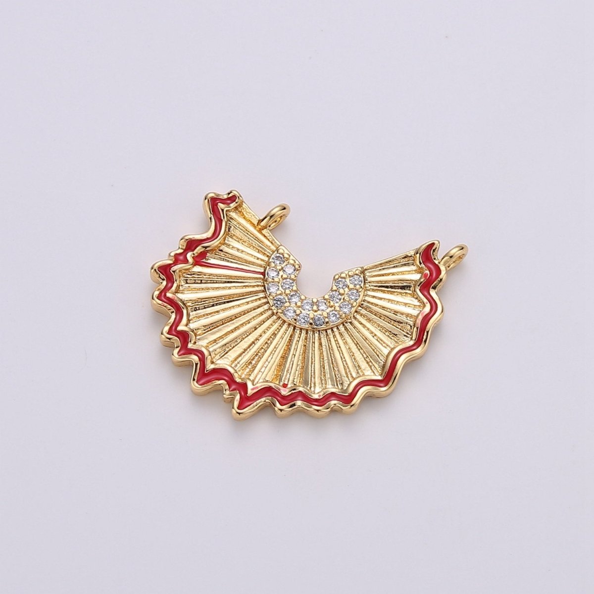 Mini Red Fan Charm for Bracelet Necklace Link Connector F-469
