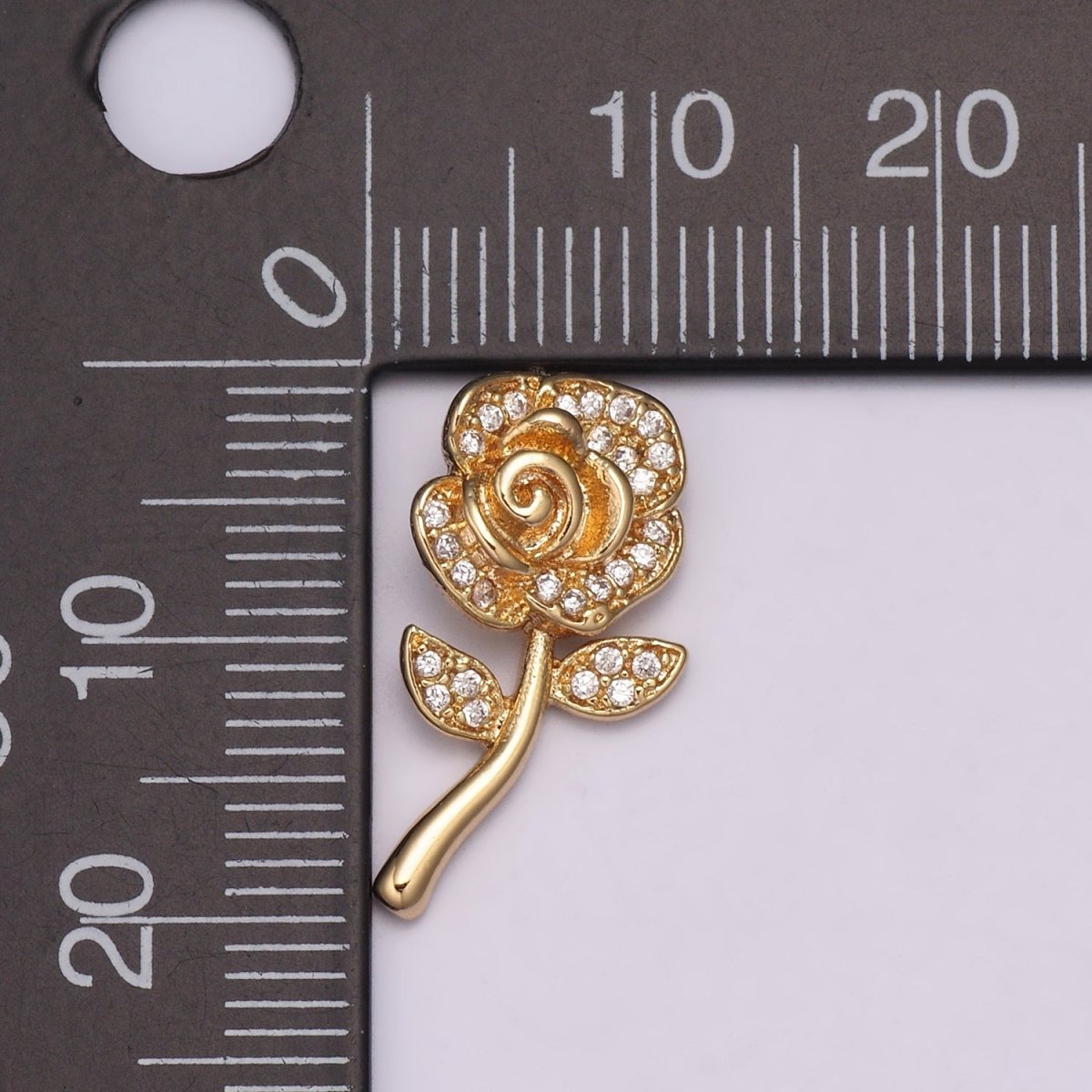 Mini Rose Flower Charm 18K Gold Filled Flower Pendant N-175