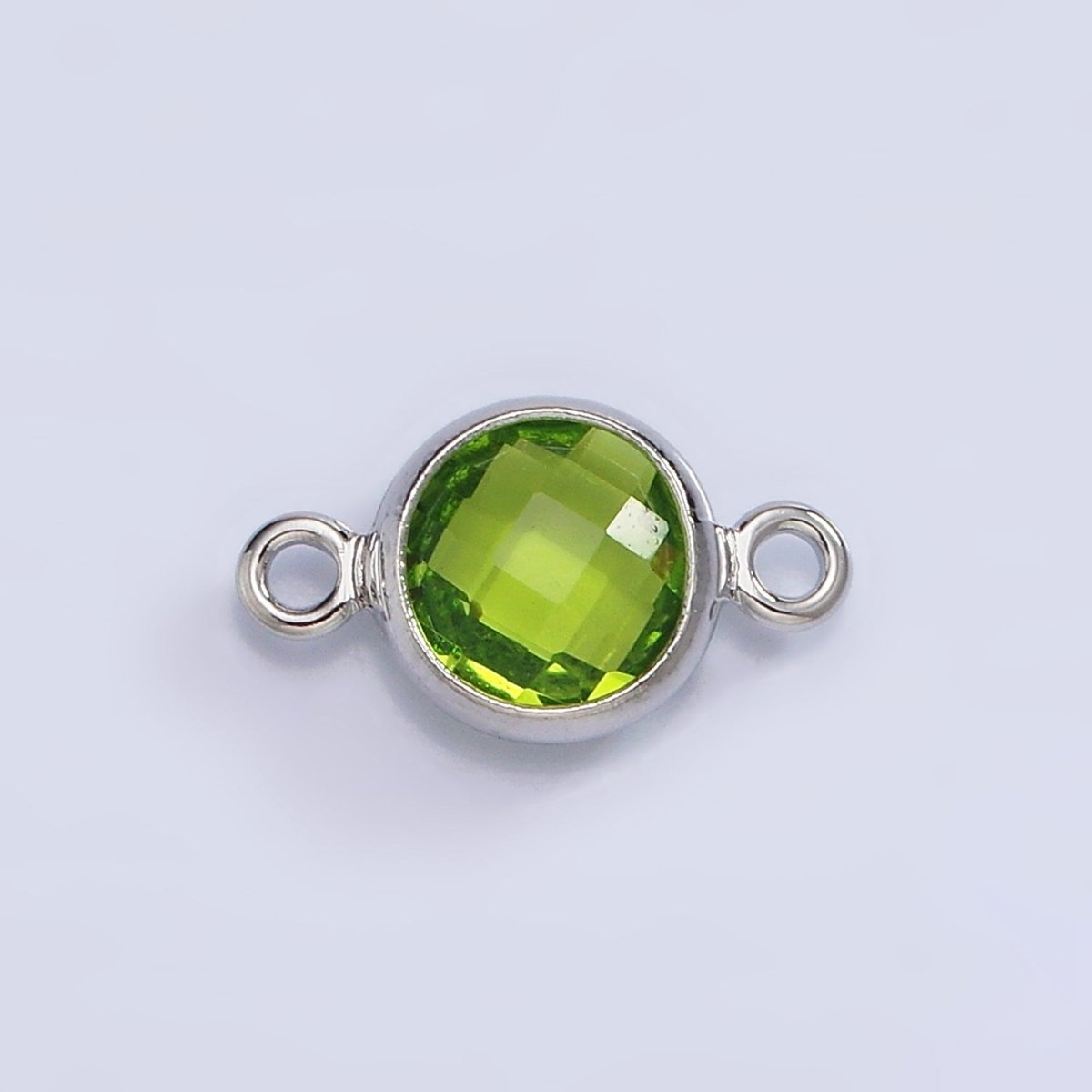 Mini Silver Cubic Zirconia Link Connector Color Faceted Crystal Charm Connector Birthstone Link Connector G-730~G-741