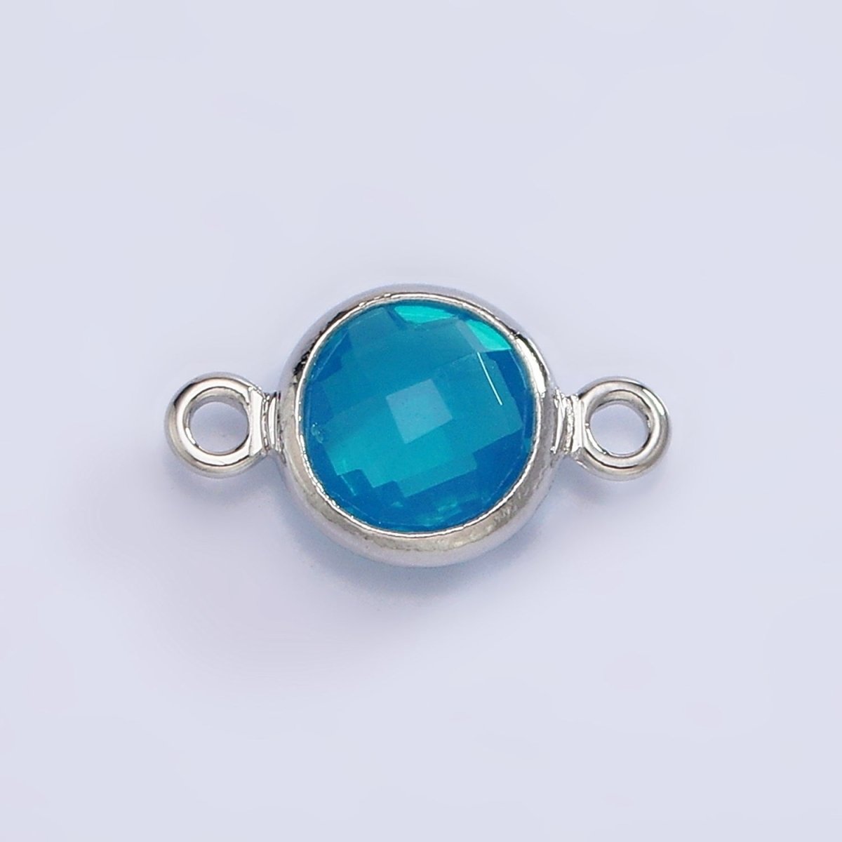 Mini Silver Cubic Zirconia Link Connector Color Faceted Crystal Charm Connector Birthstone Link Connector G-730~G-741