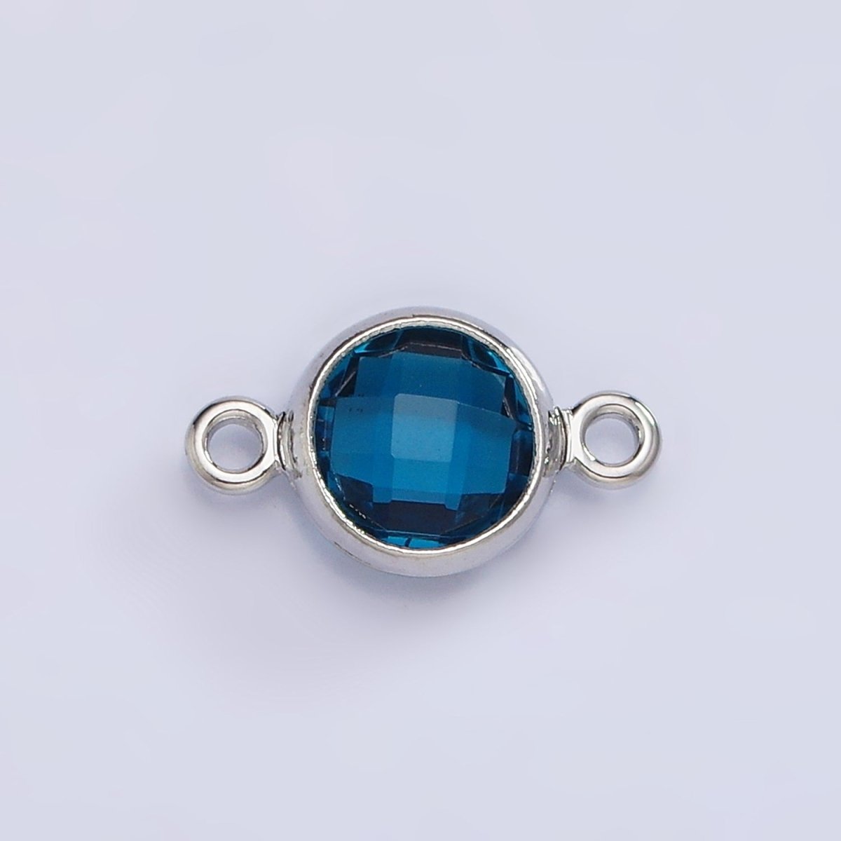 Mini Silver Cubic Zirconia Link Connector Color Faceted Crystal Charm Connector Birthstone Link Connector G-730~G-741