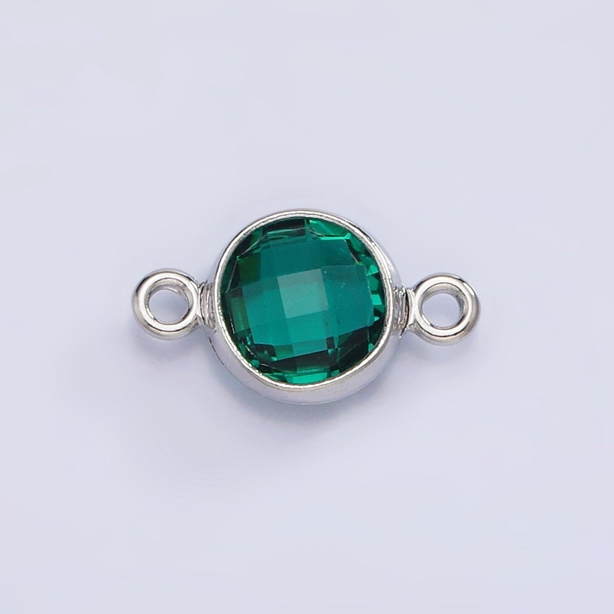 Mini Silver Cubic Zirconia Link Connector Color Faceted Crystal Charm Connector Birthstone Link Connector G-730~G-741