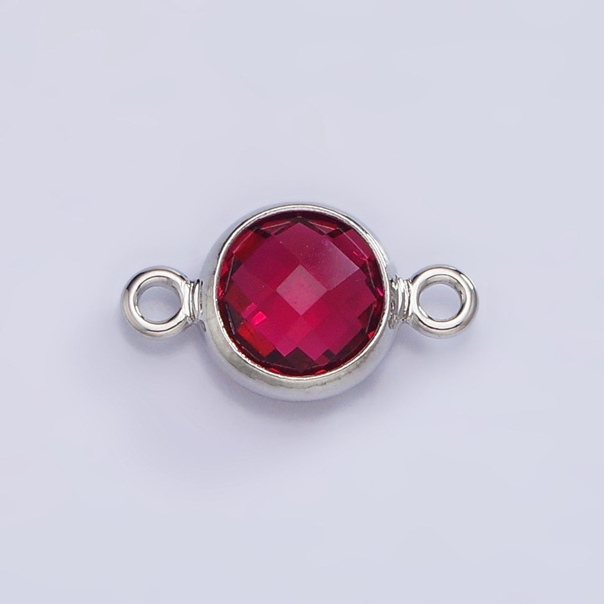 Mini Silver Cubic Zirconia Link Connector Color Faceted Crystal Charm Connector Birthstone Link Connector G-730~G-741
