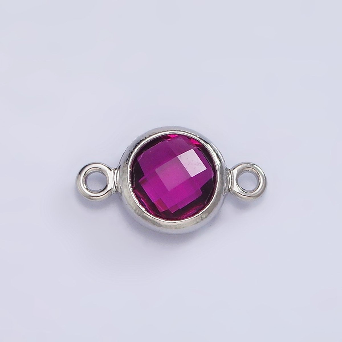 Mini Silver Cubic Zirconia Link Connector Color Faceted Crystal Charm Connector Birthstone Link Connector G-730~G-741