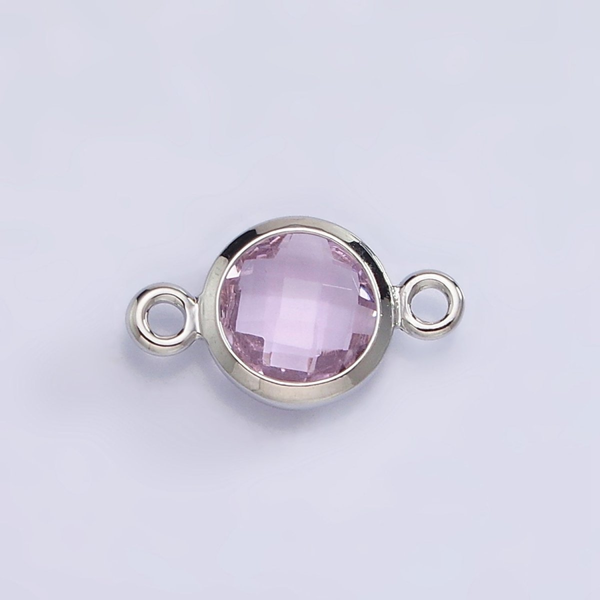 Mini Silver Cubic Zirconia Link Connector Color Faceted Crystal Charm Connector Birthstone Link Connector G-730~G-741