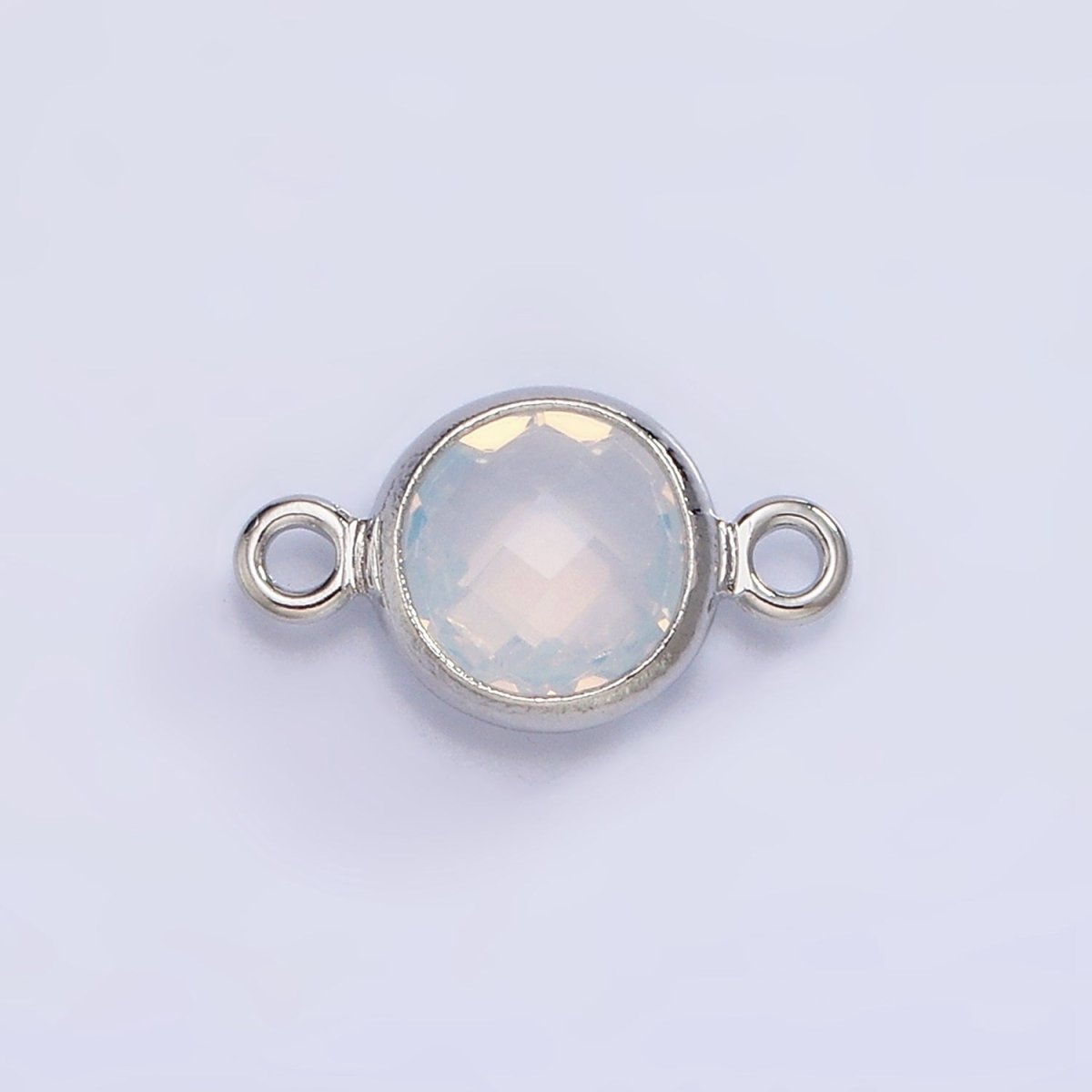 Mini Silver Cubic Zirconia Link Connector Color Faceted Crystal Charm Connector Birthstone Link Connector G-730~G-741