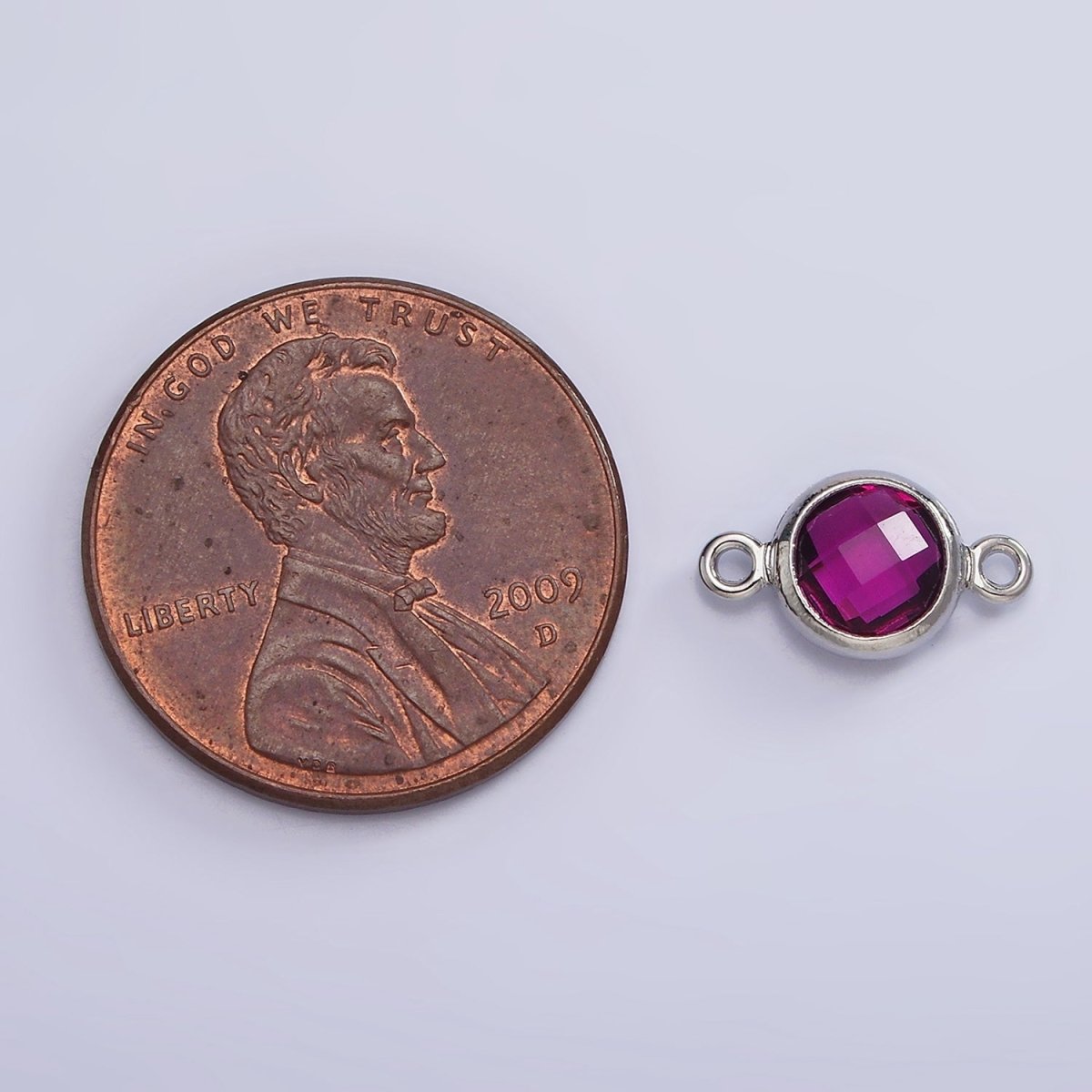 Mini Silver Cubic Zirconia Link Connector Color Faceted Crystal Charm Connector Birthstone Link Connector G-730~G-741