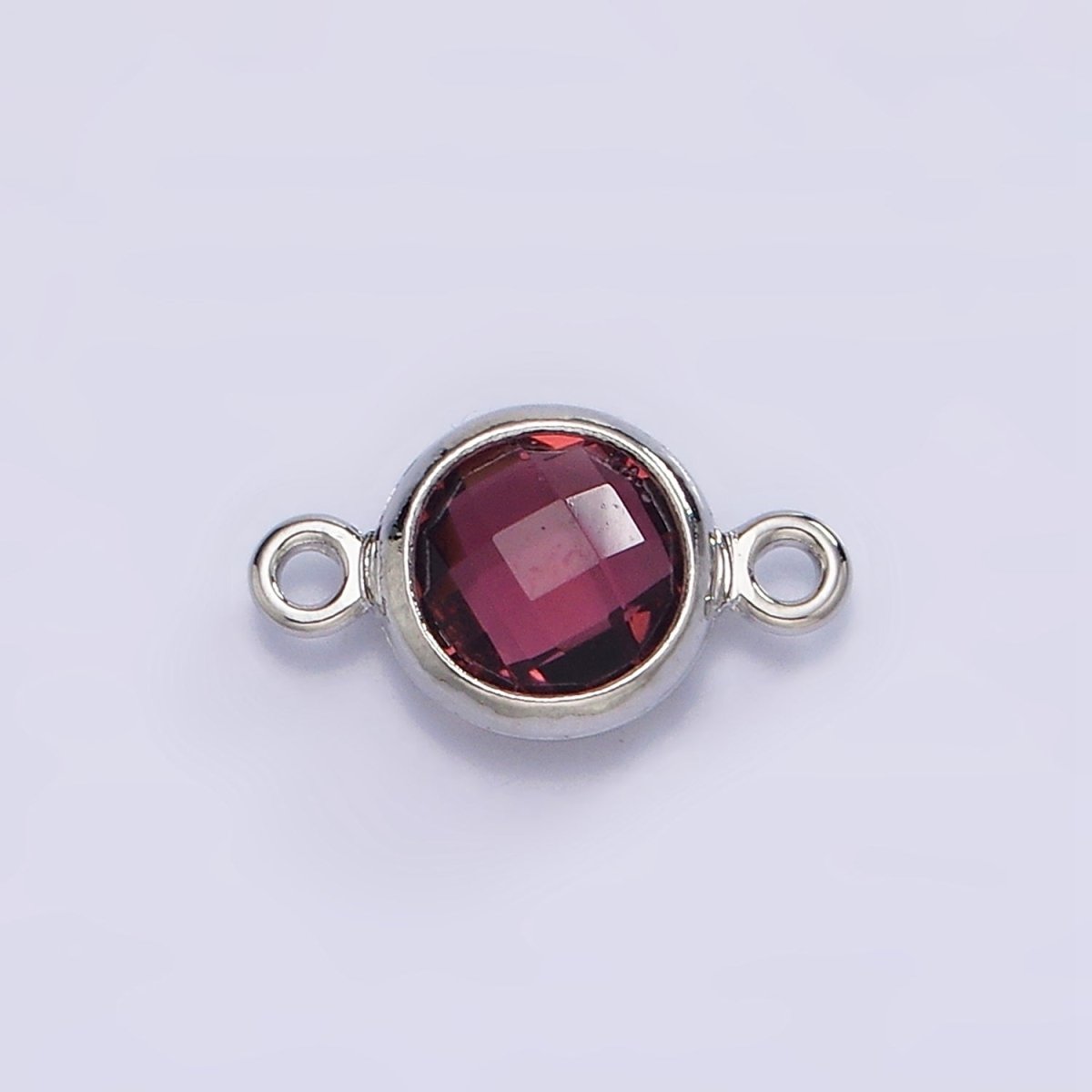 Mini Silver Cubic Zirconia Link Connector Color Faceted Crystal Charm Connector Birthstone Link Connector G-730~G-741