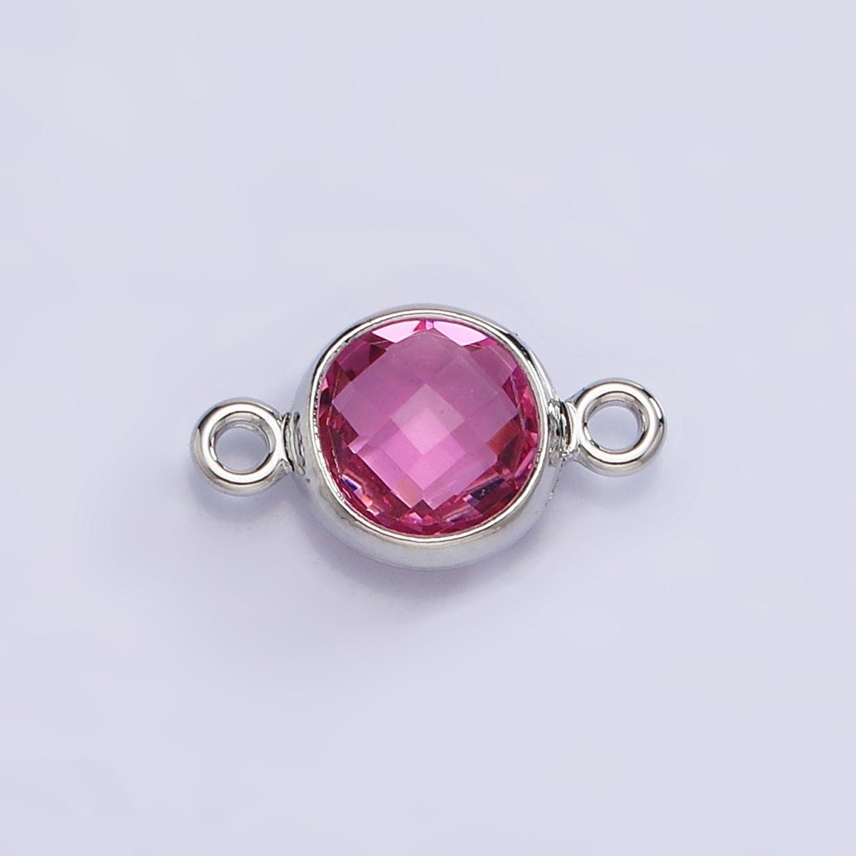 Mini Silver Cubic Zirconia Link Connector Color Faceted Crystal Charm Connector Birthstone Link Connector G-730~G-741