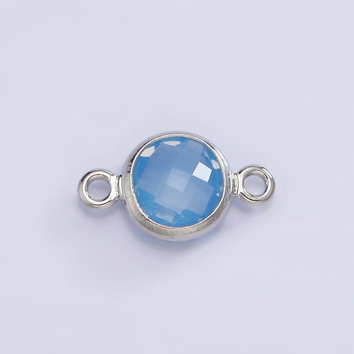 Mini Silver Cubic Zirconia Link Connector Color Faceted Crystal Charm Connector Birthstone Link Connector G-730~G-741