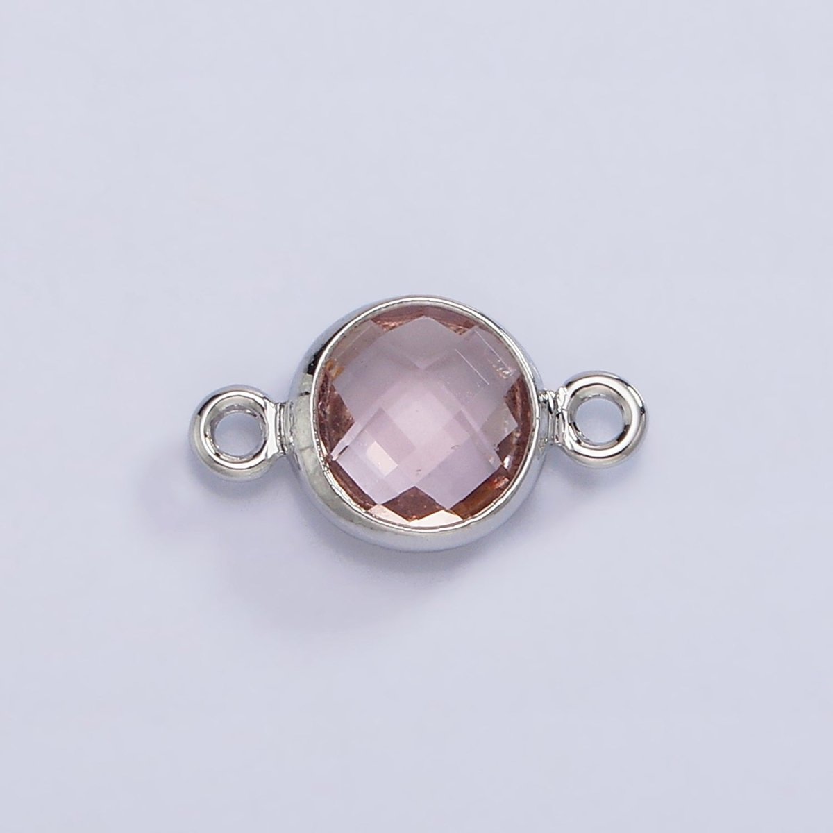 Mini Silver Cubic Zirconia Link Connector Color Faceted Crystal Charm Connector Birthstone Link Connector G-730~G-741