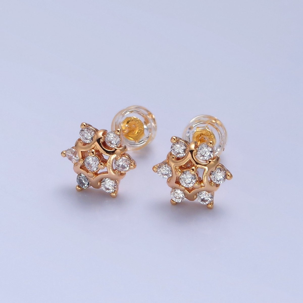 Mini Snow Flake Stud Earring T-462