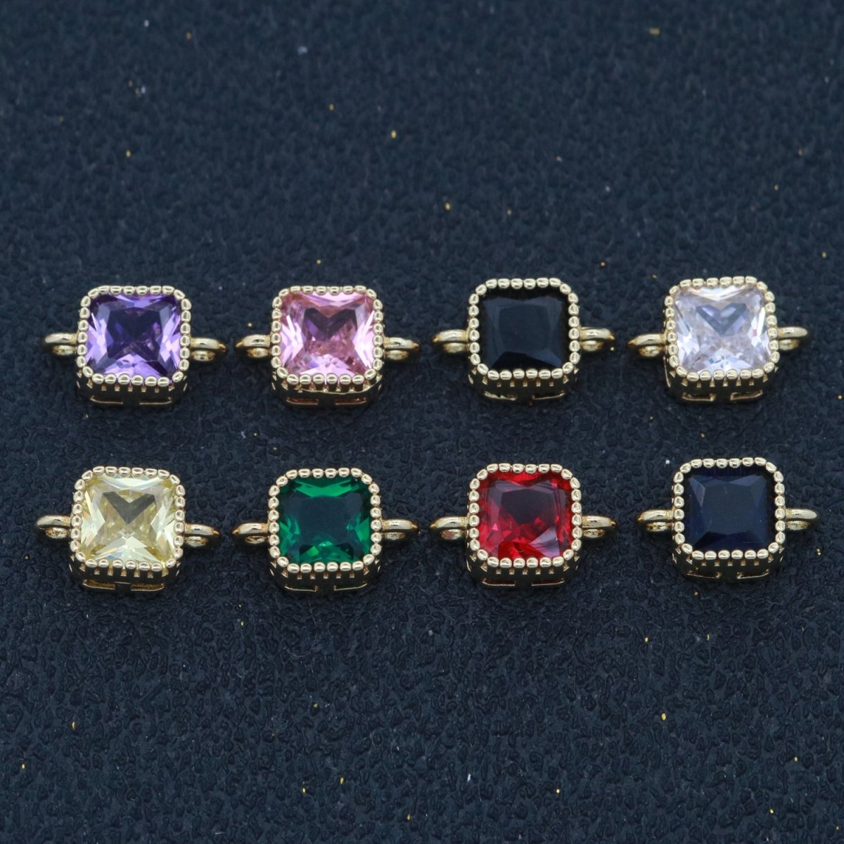 Mini Square Charm Connector Cubic Love Cz Colorful Link Connector for Necklace Bracelet Earring Supply Y-338 - Y-345