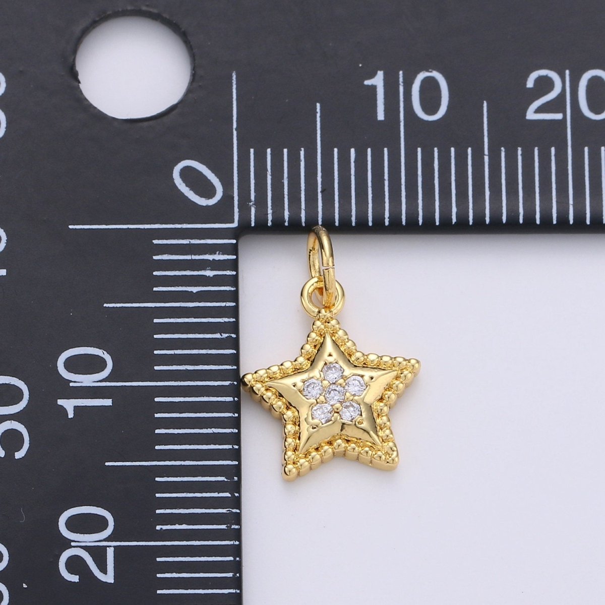 Mini Star Charm CZ Cubic Zirconia Celestial Charm Gold Charm, 14k Gold Filled CZ Charm Pendant for Bracelet Earring Necklace Component, D-233