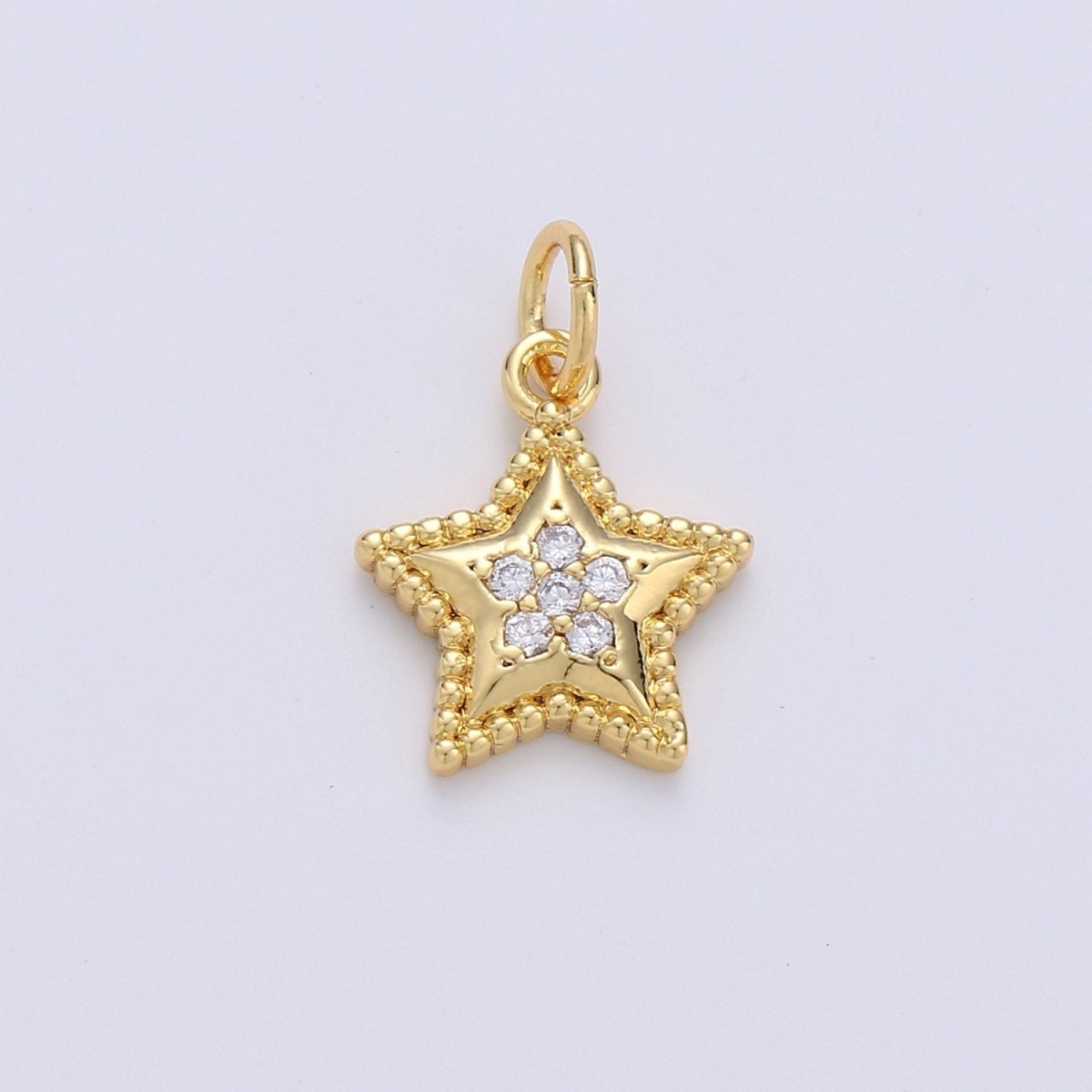 Mini Star Charm CZ Cubic Zirconia Celestial Charm Gold Charm, 14k Gold Filled CZ Charm Pendant for Bracelet Earring Necklace Component, D-233
