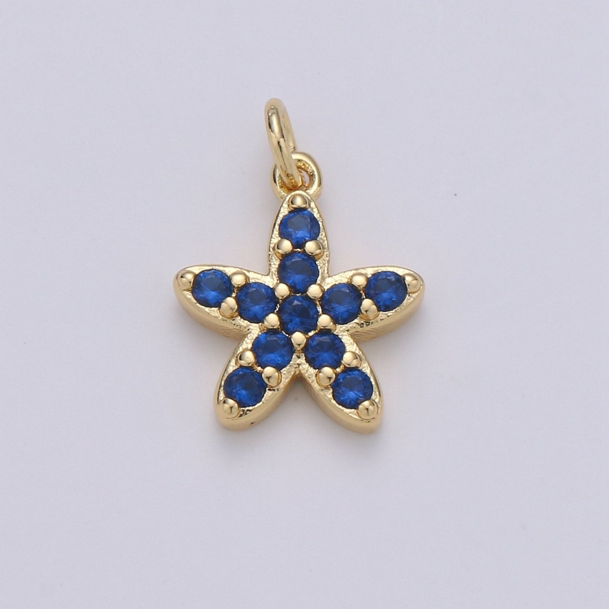 Mini Star Charm Micro Pave Snow Charm, Tiny Gold Flower Charm Colorful Cz Cubic Charm in 14k gold Filled D-652 TO D-657