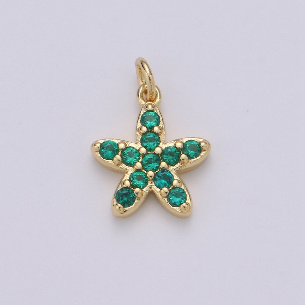 Mini Star Charm Micro Pave Snow Charm, Tiny Gold Flower Charm Colorful Cz Cubic Charm in 14k gold Filled D-652 TO D-657