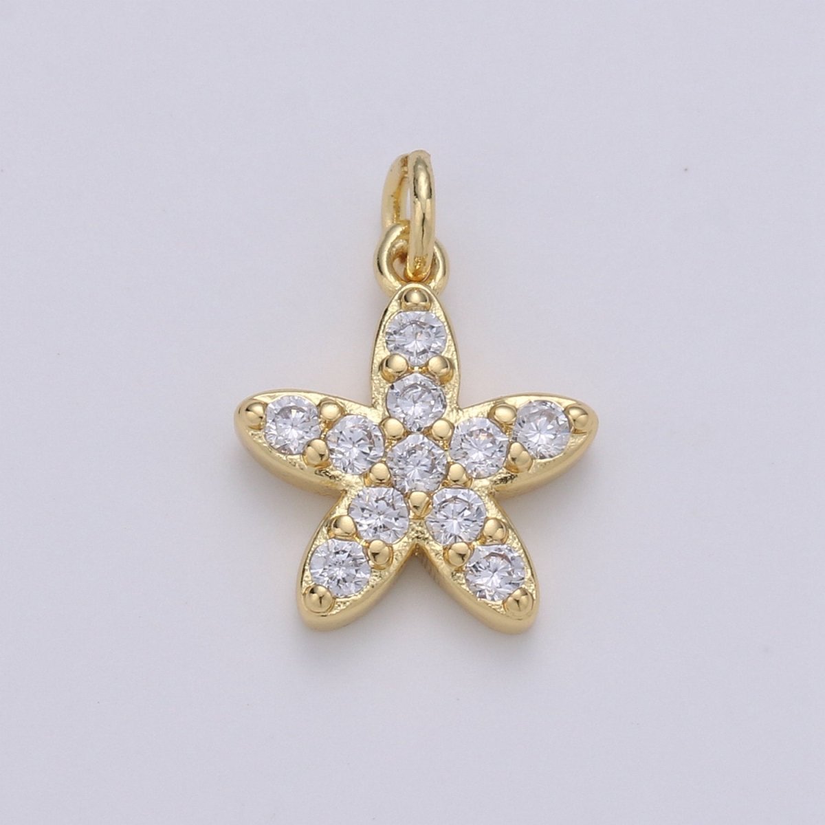 Mini Star Charm Micro Pave Snow Charm, Tiny Gold Flower Charm Colorful Cz Cubic Charm in 14k gold Filled D-652 TO D-657