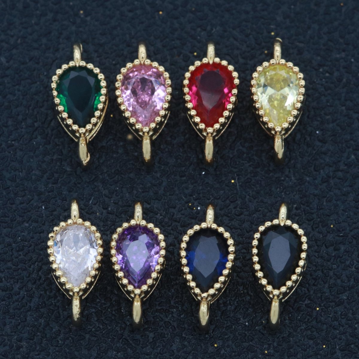 Mini Tear Drop Charm Connector Cubic Geometric Cz Colorful Link Connector for Necklace Bracelet Earring Supply Y354 - Y361