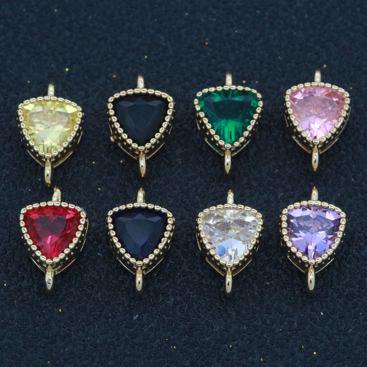 Mini Triangle Charm Connector Cubic Shield Cz Colorful Link Connector for Necklace Bracelet Earring Supply Y-346 - Y-353