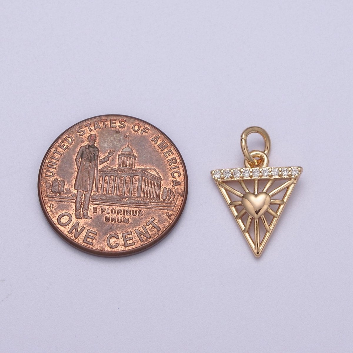 Mini Triangle Charm with Heart Pendant Love Jewelry Add on Charm for Necklace Bracelet Earring N-284