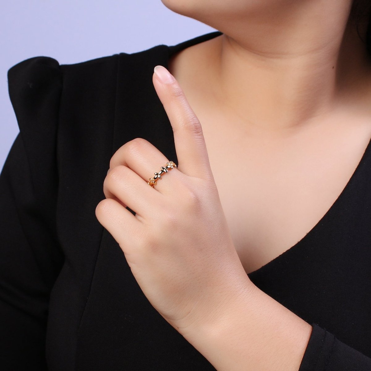 Minimalist 24K Gold Filled Geometric Abstract Bubble Adjustable Ring S-362