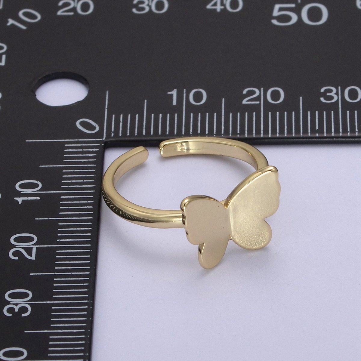 Minimalist 24K Gold Filled Mariposa Butterfly Open Adjustable Ring in Gold & Silver U-446
