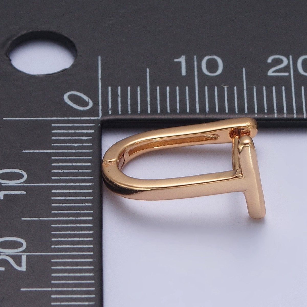 Minimalist 24K Gold Filled T Bar U Shaped Huggie Hoop Earrings P-420