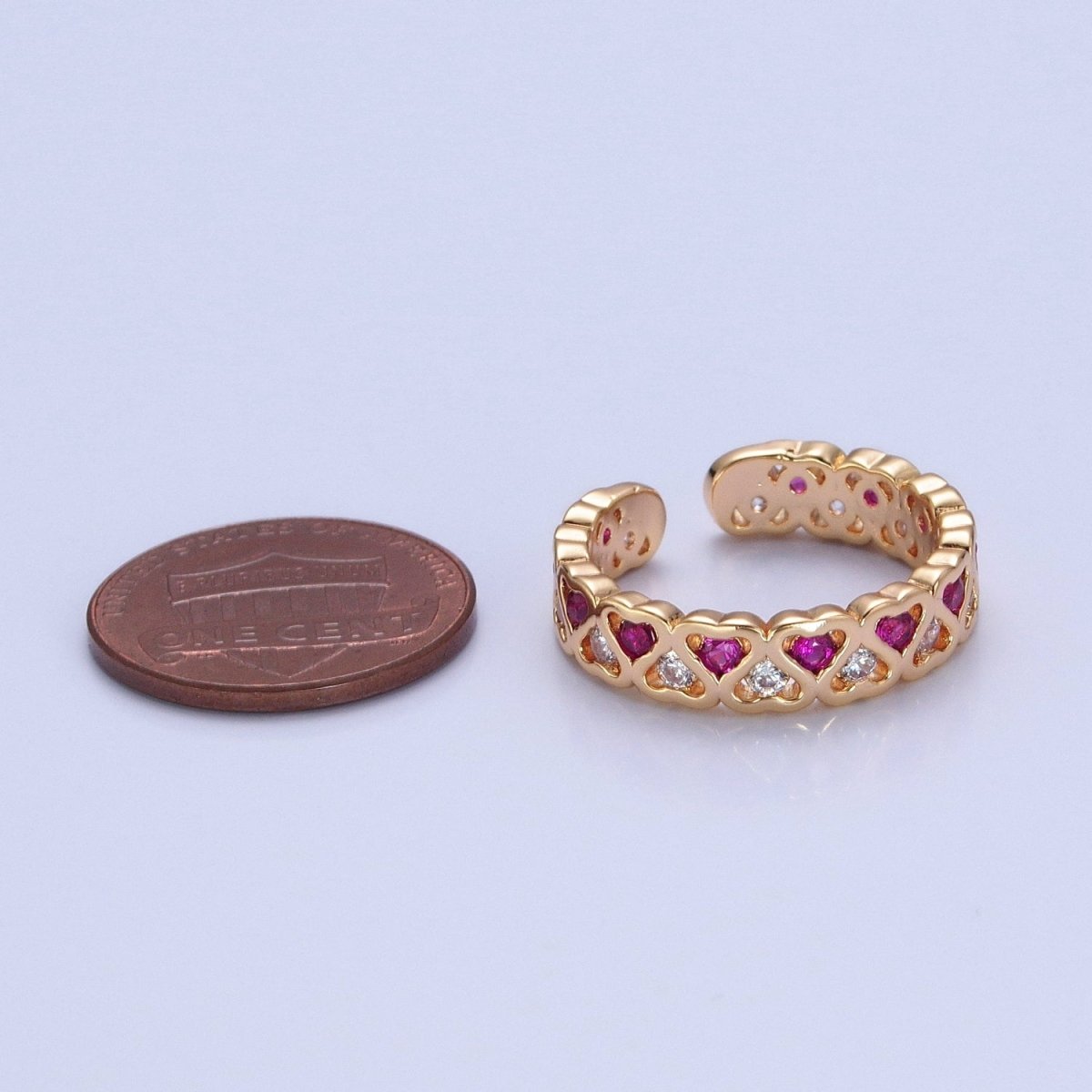 Minimalist Dainty cute CZ rings. Green hearts ring bands. Stacking rings. Gold plated rings O-735 O-736