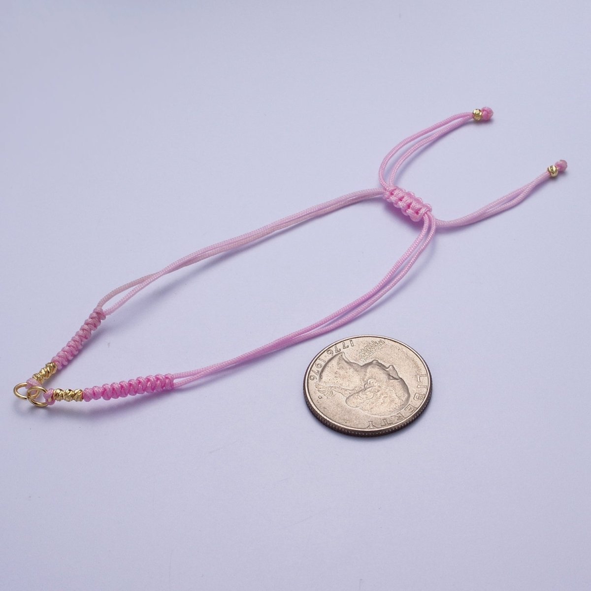Minimalist Fabric Knot Pink/White Bracelet Making Supply Jewelry Component   K-021 L-936