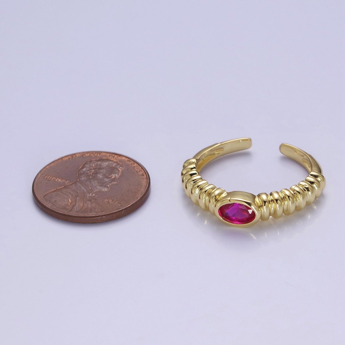Minimalist Fuchsia Ring Open Adjustable Ring O-2188