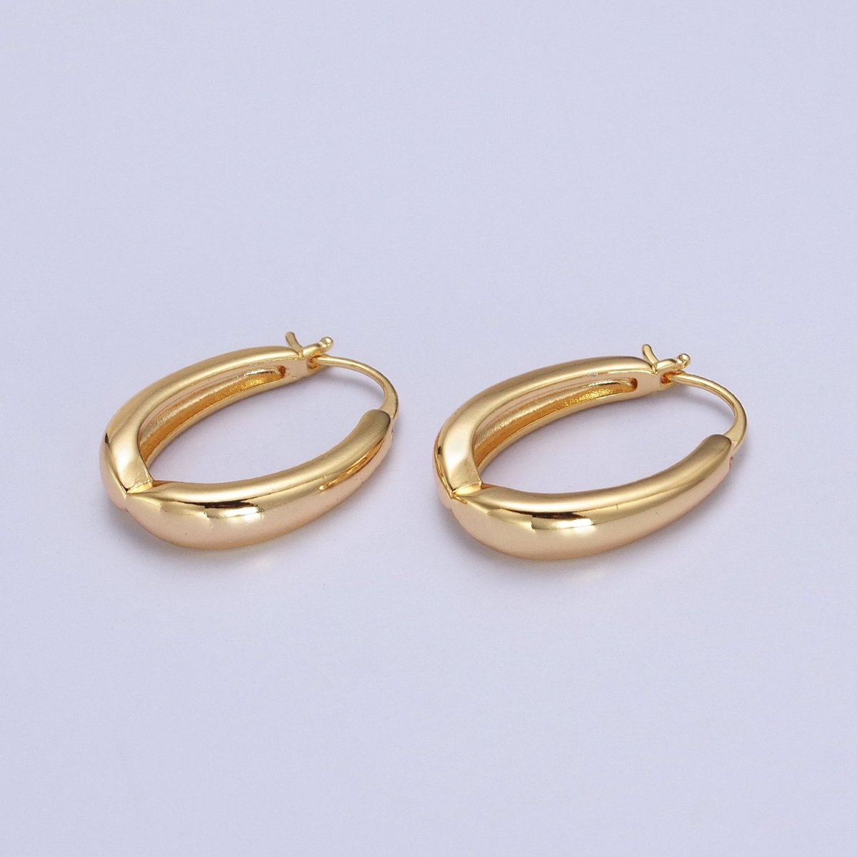 Minimalist Geometric Oblong French Lock Latch Earrings in Gold & Silver | AB079 AB080