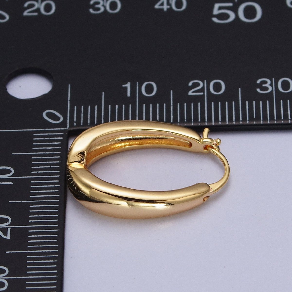 Minimalist Geometric Oblong French Lock Latch Earrings in Gold & Silver | AB079 AB080